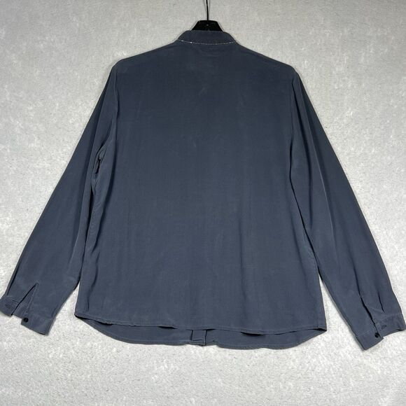 Peserico Silk Blend Tops Long Sleeve Beaded Trim - Gray Women’s 50 (Large) - Picture 8 of 13